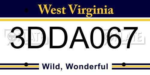 3DDA067 West Virginia License Plate
