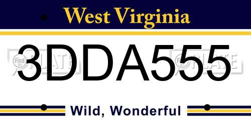 3DDA555 West Virginia License Plate