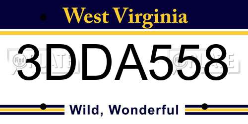 3DDA558 West Virginia License Plate