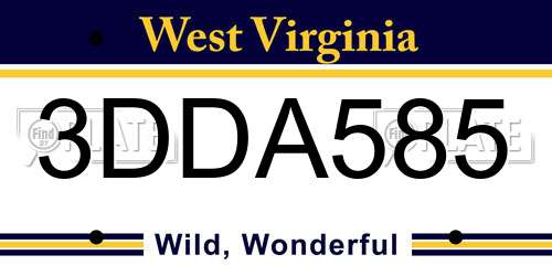 3DDA585 West Virginia License Plate