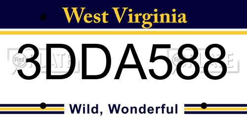 3DDA588 West Virginia License Plate