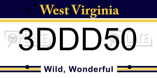 3DDD50 West Virginia License Plate