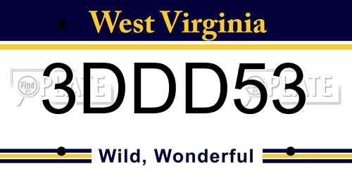 3DDD53 West Virginia License Plate