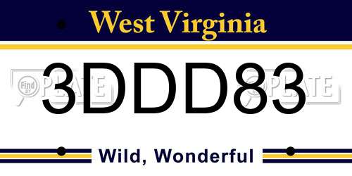 3DDD83 West Virginia License Plate