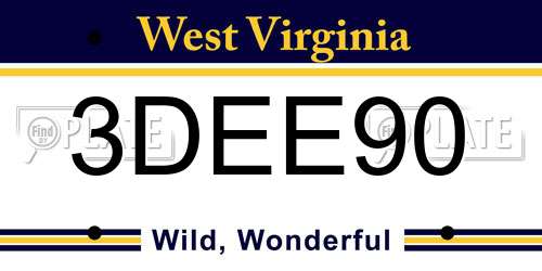 3DEE90 West Virginia License Plate