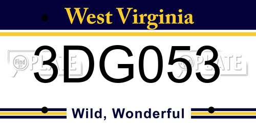 3DG053 West Virginia License Plate