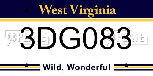 3DG083 West Virginia License Plate