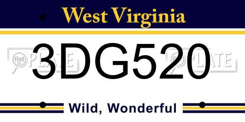 3DG520 West Virginia License Plate