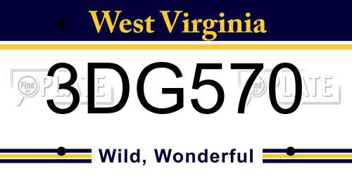 3DG570 West Virginia License Plate