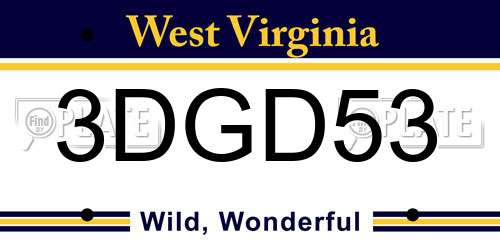 3DGD53 West Virginia License Plate