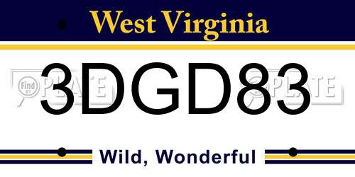 3DGD83 West Virginia License Plate