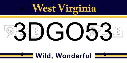 3DGO53 West Virginia License Plate