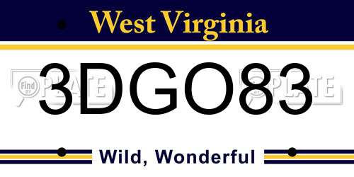 3DGO83 West Virginia License Plate