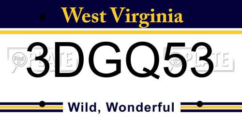 3DGQ53 West Virginia License Plate