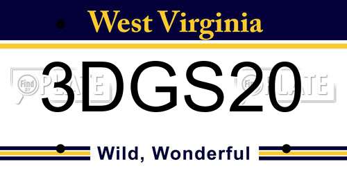 3DGS20 West Virginia License Plate