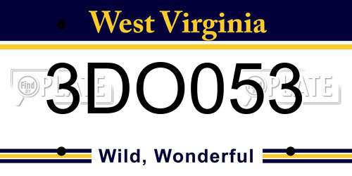 3DO053 West Virginia License Plate