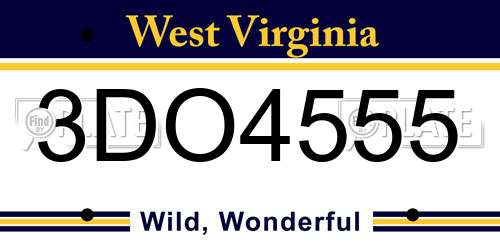 3DO4555 West Virginia License Plate