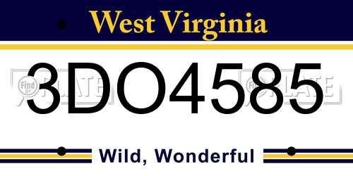 3DO4585 West Virginia License Plate
