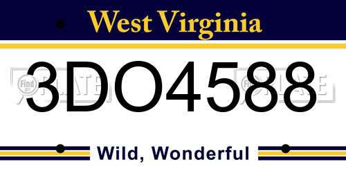 3DO4588 West Virginia License Plate