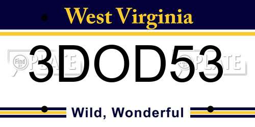 3DOD53 West Virginia License Plate