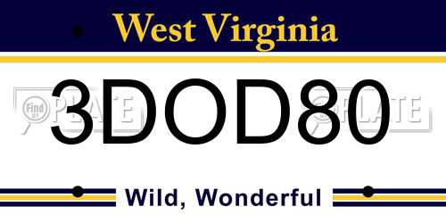 3DOD80 West Virginia License Plate