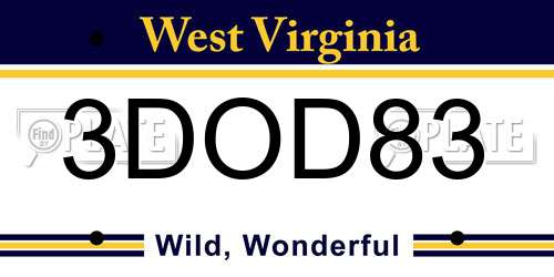 3DOD83 West Virginia License Plate