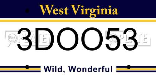 3DOO53 West Virginia License Plate