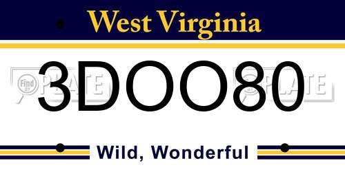3DOO80 West Virginia License Plate