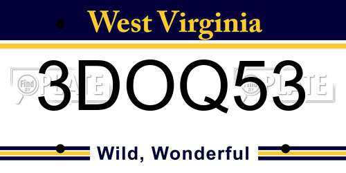 3DOQ53 West Virginia License Plate
