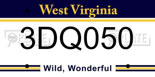 3DQ050 West Virginia License Plate