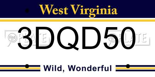 3DQD50 West Virginia License Plate