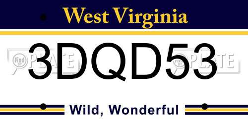 3DQD53 West Virginia License Plate