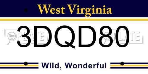 3DQD80 West Virginia License Plate