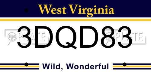 3DQD83 West Virginia License Plate