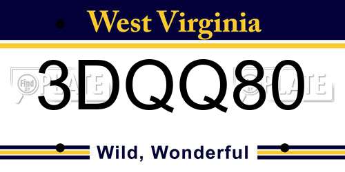 3DQQ80 West Virginia License Plate
