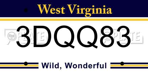 3DQQ83 West Virginia License Plate