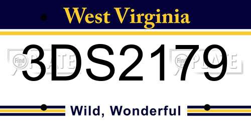 3DS2179 West Virginia License Plate