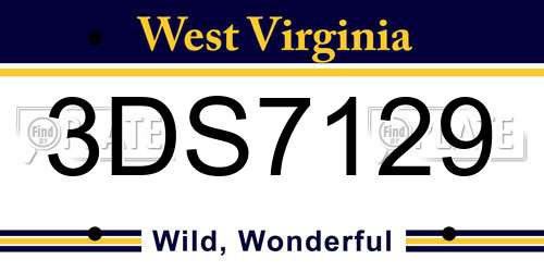 3DS7129 West Virginia License Plate