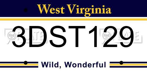 3DST129 West Virginia License Plate