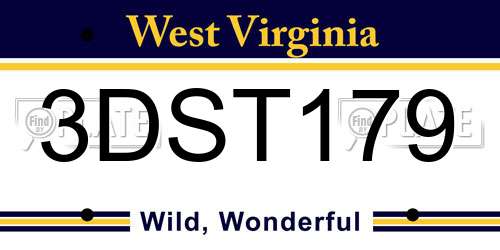 3DST179 West Virginia License Plate