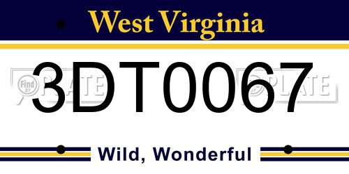 3DT0067 West Virginia License Plate