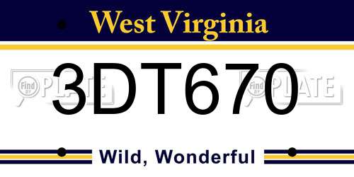 3DT670 West Virginia License Plate