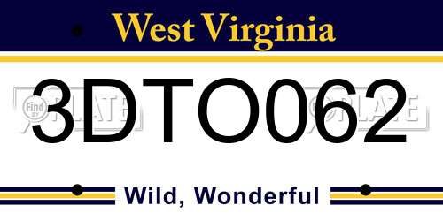 3DTO062 West Virginia License Plate