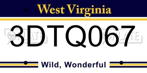 3DTQ067 West Virginia License Plate
