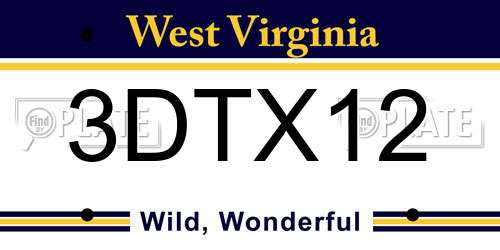 3DTX12 West Virginia License Plate