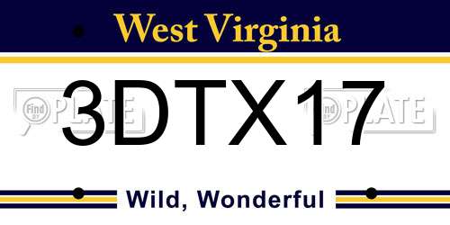3DTX17 West Virginia License Plate