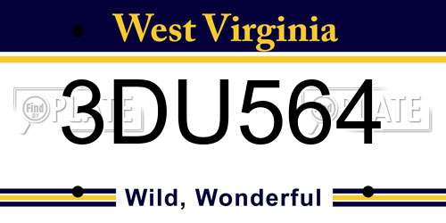 3DU564 West Virginia License Plate