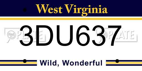 3DU637 West Virginia License Plate