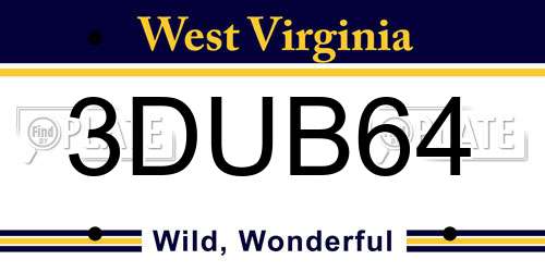 3DUB64 West Virginia License Plate