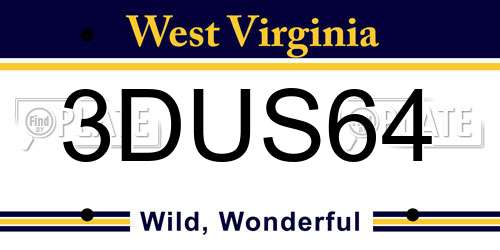3DUS64 West Virginia License Plate
